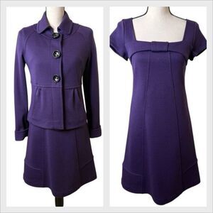 Marella Wool Blend Purple Dress W/Jacket Sz 6 Career, Old Money, Classic
